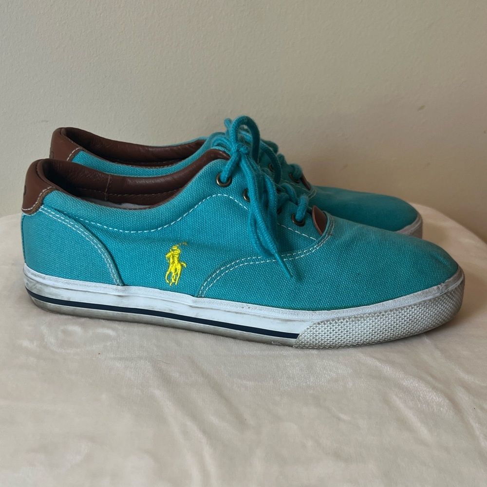 Y2K Polo Ralph Lauren Aqua Canvas Sneakers |‎ Women’s Size 6